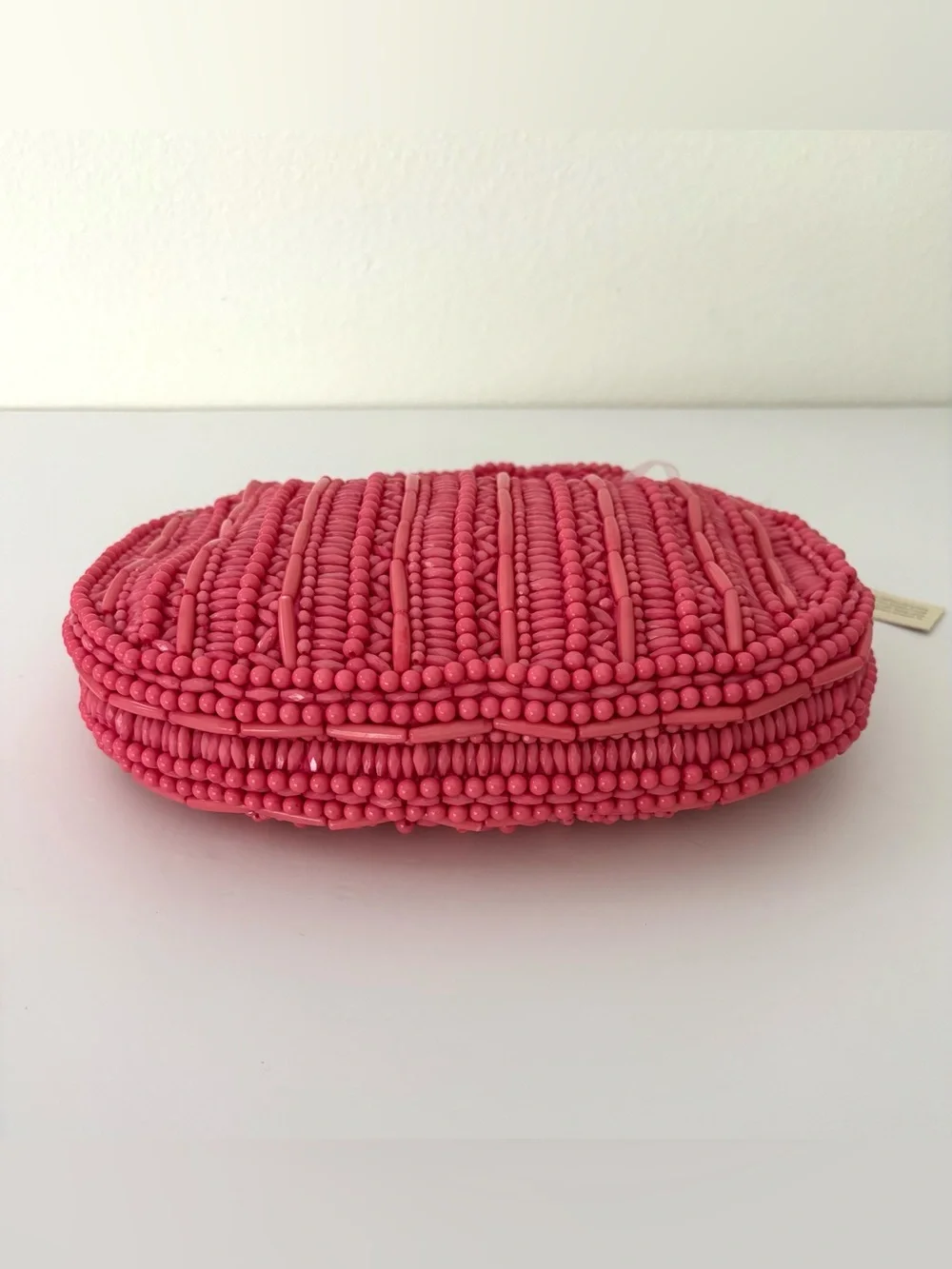 Handcrafted In India Pink Beaded Hobo Handbag NWT Half-Round Zipper Closure